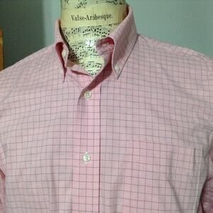 Lauren Ralph Lauren Dress Shirt Mens 16.5 34/35 Pink Plaid Classic Fit Non Iron
